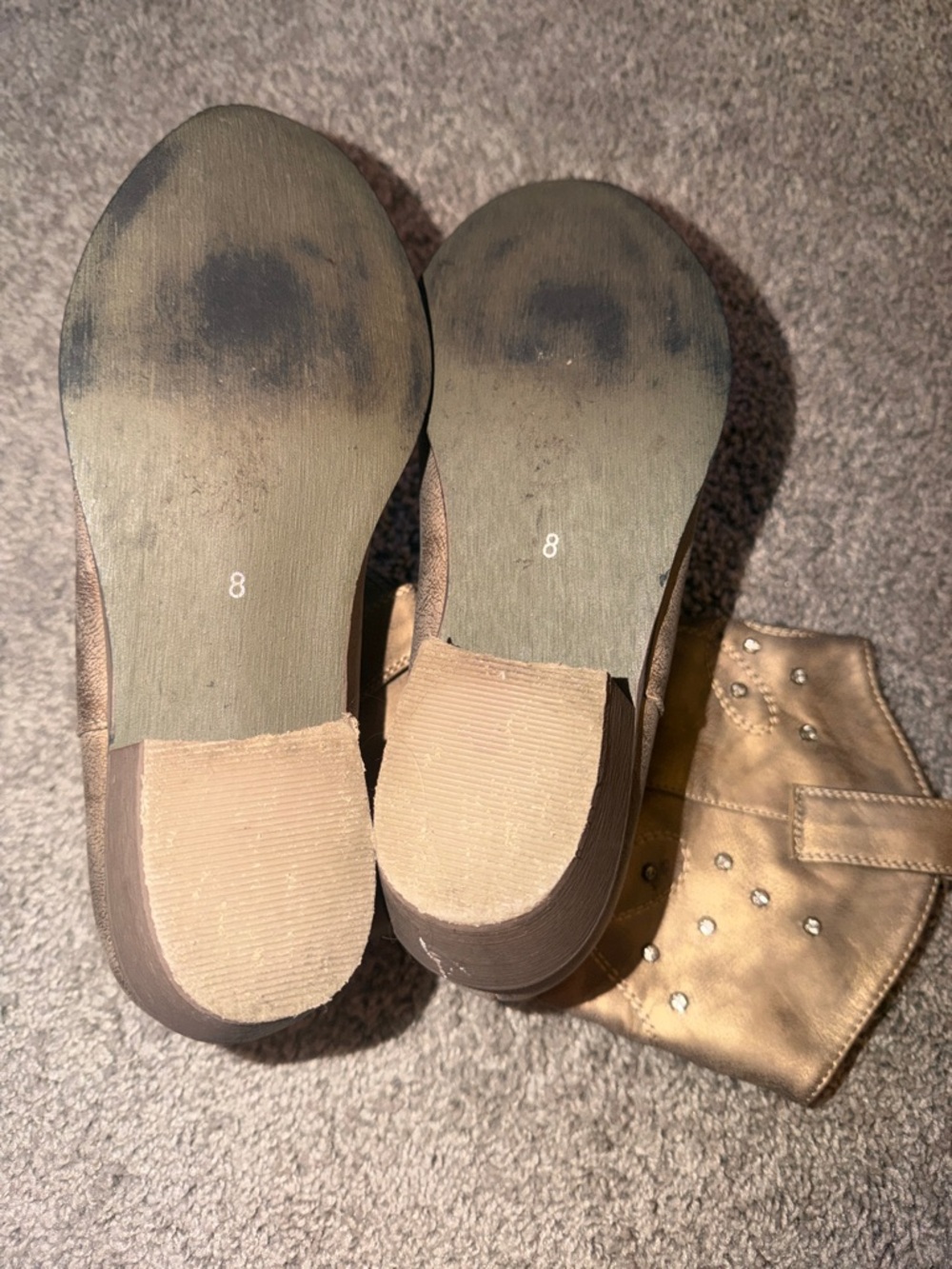 Pierre Dumas Metallic Bronze Studded Western Ankle Boots - Picture 2 of 5
